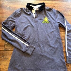 Fredd Marshall Mens Gray Long Sleeve Rugby Polo Shirt Embroidered Crest Small